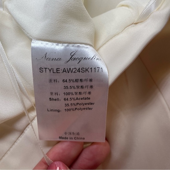 Nana Jacquline- Claira Skirt Pencil Off White Midi Bow Detail Size Medium - Picture 9 of 9